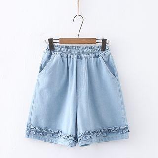 Band-waist Denim Loose Fit Shorts