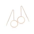 Simple And Fashion Plated Rose Gold Geometric Hollow Heart Round Tassel 316l Stainless Steel Earrings Rose Gold - One Size
