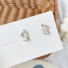 Rabbit Faux Pearl Stud Earring 1 Pair - 925 Silver Stud -white - One Size