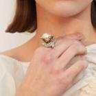 Faux Pearl Retro Ring 1 Pair - As Shown In Figure - One Size