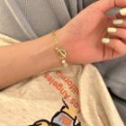 Faux Pearl Alloy Bracelet Gold & White - One Size