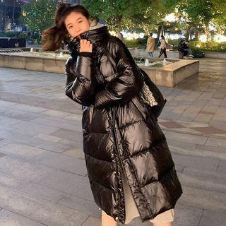 Zip-up Hooded Long Down Jacket