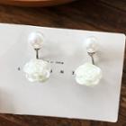 Rose Drop Sterling Silver Ear Stud 1 Pair - White - One Size