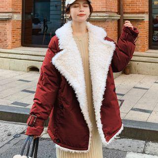 Faux Shearling Open Front Coat