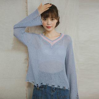 V-neck See-through Top