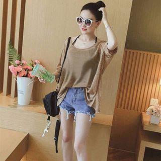 Set: Halter Top + Oversize 3/4-sleeve T-shirt