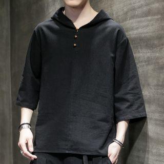 3/4-sleeve Linen Hoodie