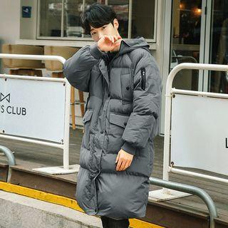 Utility-pocket Padded Long Parka