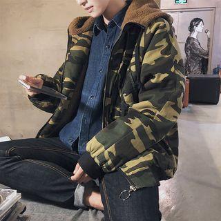 Camouflage Hooded Zip Padded Jacket