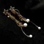 Faux Pearl Star Fringed Earring 1 Pair - Silver Needle - One Size