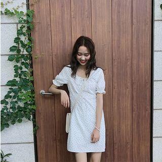 Puff-sleeve Floral Mini Dress