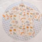 Short-sleeve Print Shirt Orange & Blue & Pink & Beige - One Size