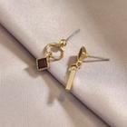 Non-matching Alloy Square & Bar Dangle Earring 1 Pair - As Shown In Figure - One Size