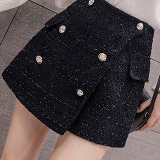 High-waist Button Accent A-line Skirt