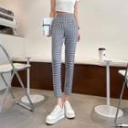 High Waist Gingham Cropped Tapered Pants