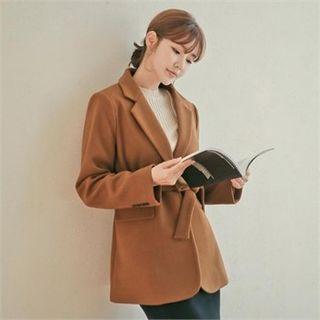 Notched-lapel Longline Blazer With Sash