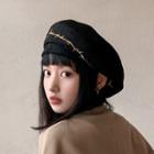 Faux Suede Branch Embroidered Beret