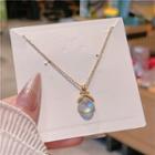 Moonstone Pendant Stainless Steel Necklace Gold - One Size