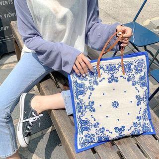 Pleather-handle Paisley Shopper Bag