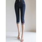 R Stitched Cropped Skinny Pants