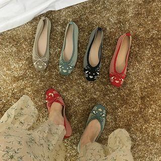 Cat Print Knitted Ballerina Flats