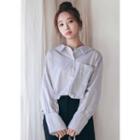 Wide-cuff Beribboned Back Stripe Shirt