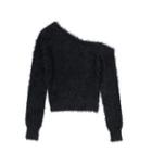 Furry One-shoulder Sweater