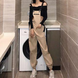 Off-shoulder Long-sleeve Cropped Top / Jumper Pants