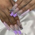 Rhinestone Pointed Faux Nail Tips Z-23 - Purple - One Size