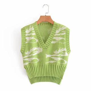 V-neck Sweater Vest Green - One Size