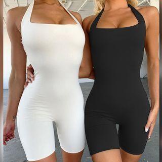 Sleeveless Halter Skinny Romper