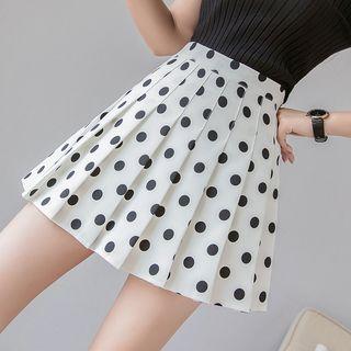 Polka Dot A-line Mini Pleated Skirt