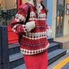Knit Midi Skirt / Patterned Sweater