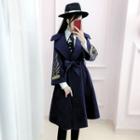 Embroidery Sashed Long Coat