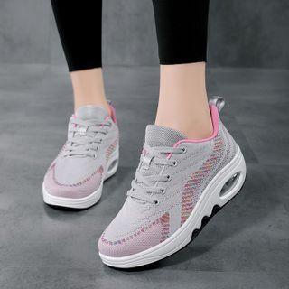 Patterned Wedge Lace Up Sneakers