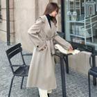Sailor Collar Tie-waist Woolen Coat