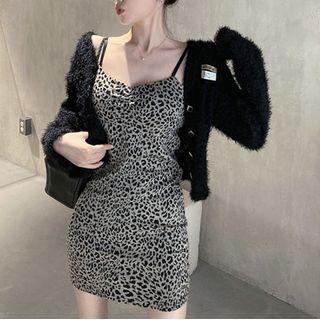 Leopard Strappy Dress Leopard - Black - One Size