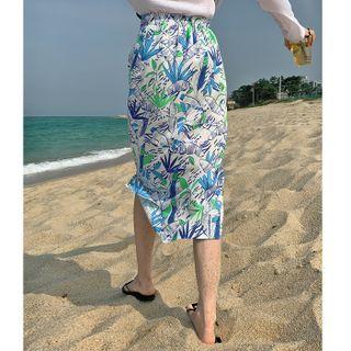Tropical Foliage Midi Skirt