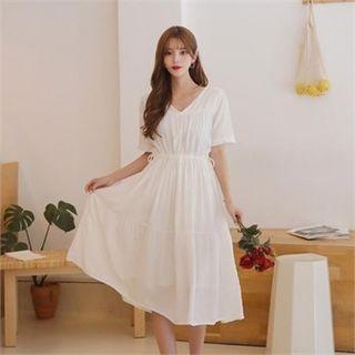 Drawcord-waist Monotone Dress
