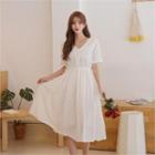 Drawcord-waist Monotone Dress