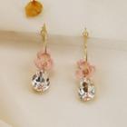 Faux Crystal Flower Dangle Earring 1 Pair - Pink - One Size
