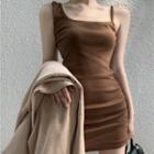Hooded Zip Jacket / Spaghetti Strap Mini Bodycon Dress