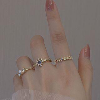 Faux Pearl / Rhinestone / Bow Alloy Ring