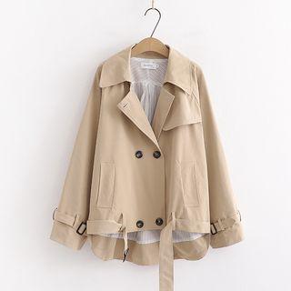 Double-breasted Trench Jacket As Shown In Figure - One Size