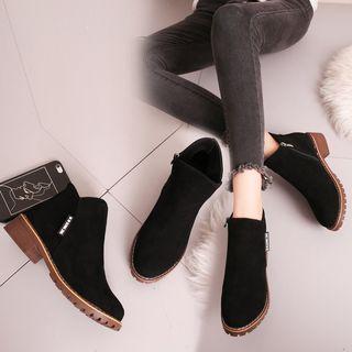 Stitched Low Heel Ankle Boots