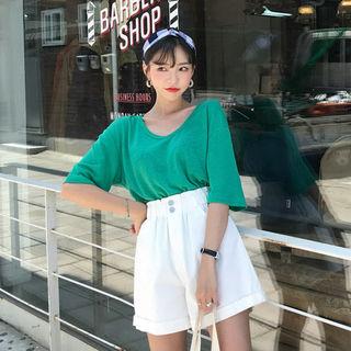 High-rise Cuff-hem Shorts