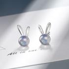 Moonstone Rabbit Earring 1 Pair - Silver - One Size