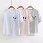Short-sleeve Rabbit Embroidery Shirt