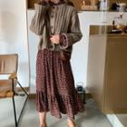 Knit Open Front Cardigan / Floral Dress