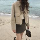 Plain Buttoned Jacket / A-line Skirt